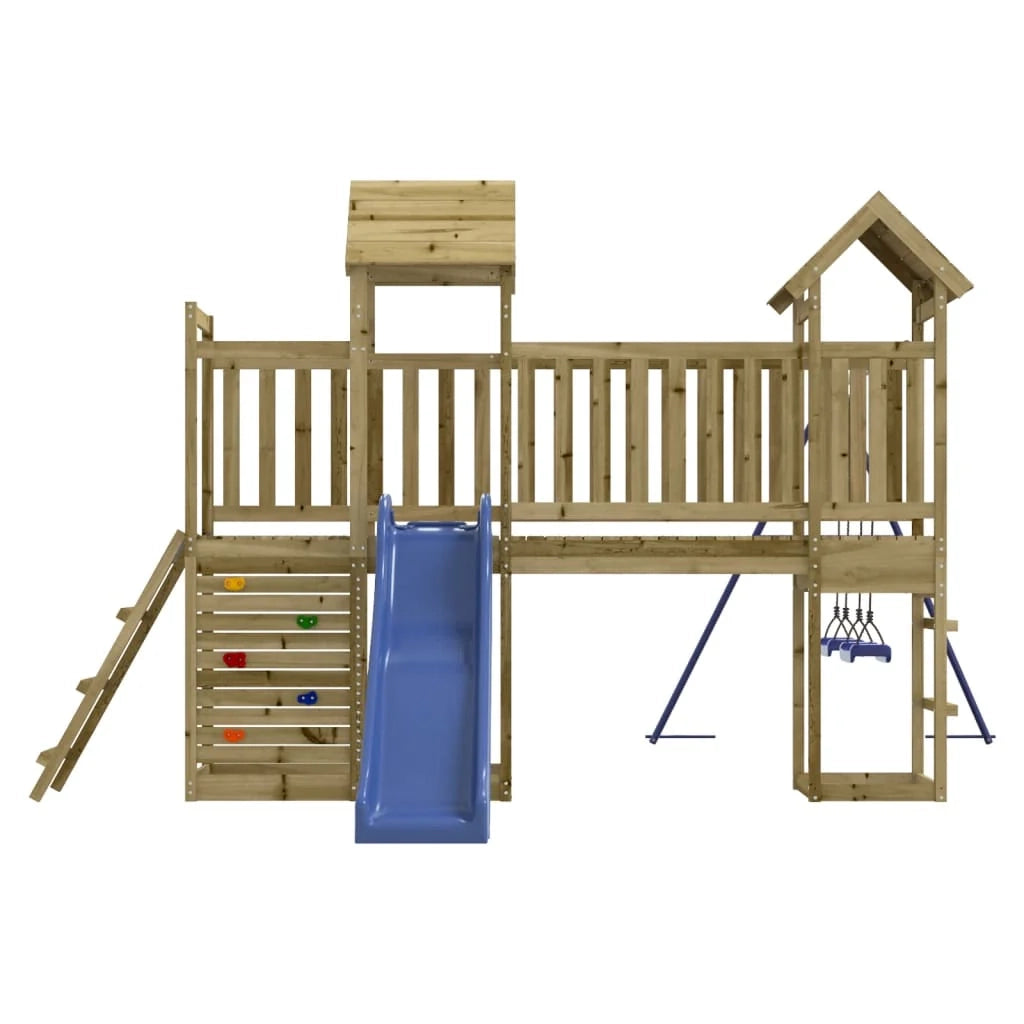 Altalene per parco giochi all'aperto scivolo altalene robuste giochi da giardino 505 x 332 x 214 cm legno di pino impregnato 02_0004829