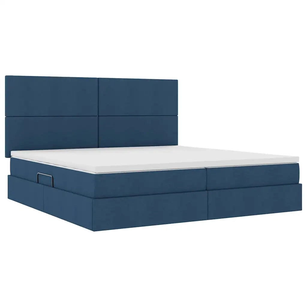 Letto con contenitore LED e materasso Blu 200 x 200 cm Tessuto
