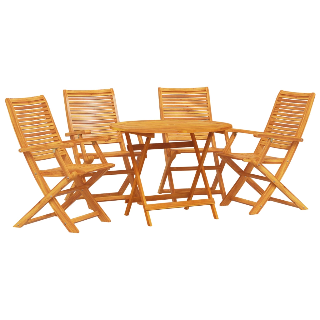 Set pranzo da giardino 5 pezzi in legno massello di acacia