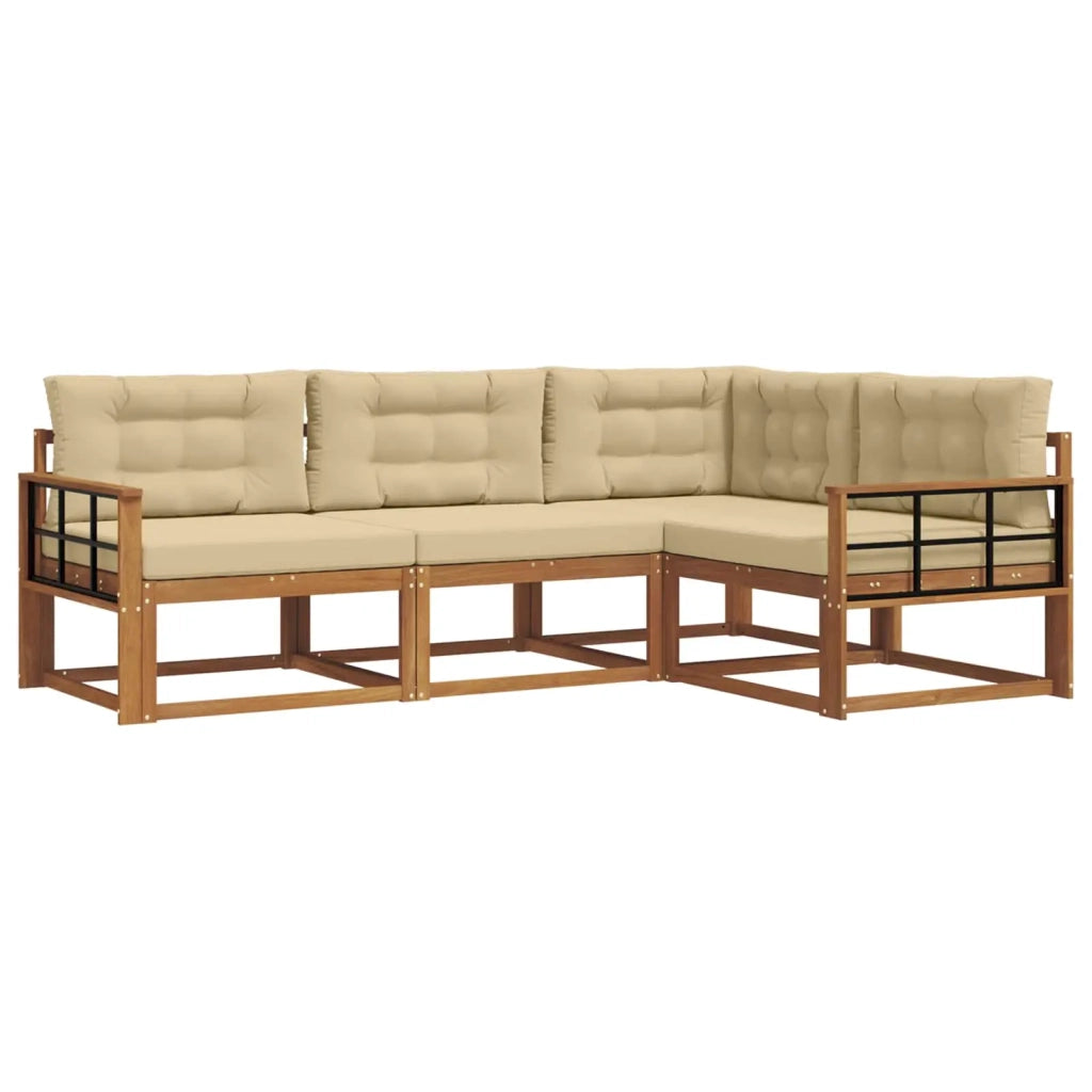 Set di divani da esterno con cuscino 4 pcs Naturale e Beige