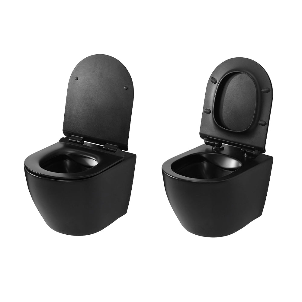 Sanitari sospesi rimless in ceramica nero opaca con copriwc Tokyo