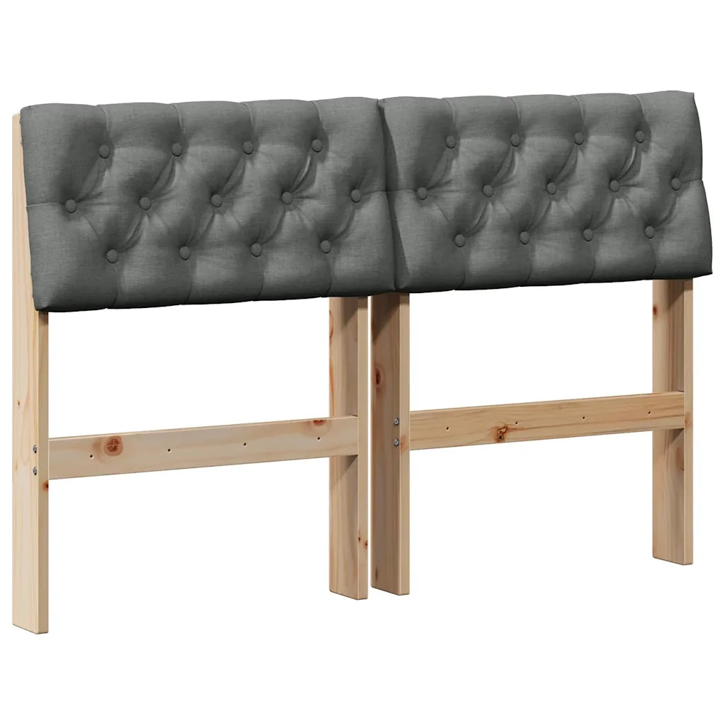 Testiera imbottita Grigio scuro 120 cm Pino massello 879185