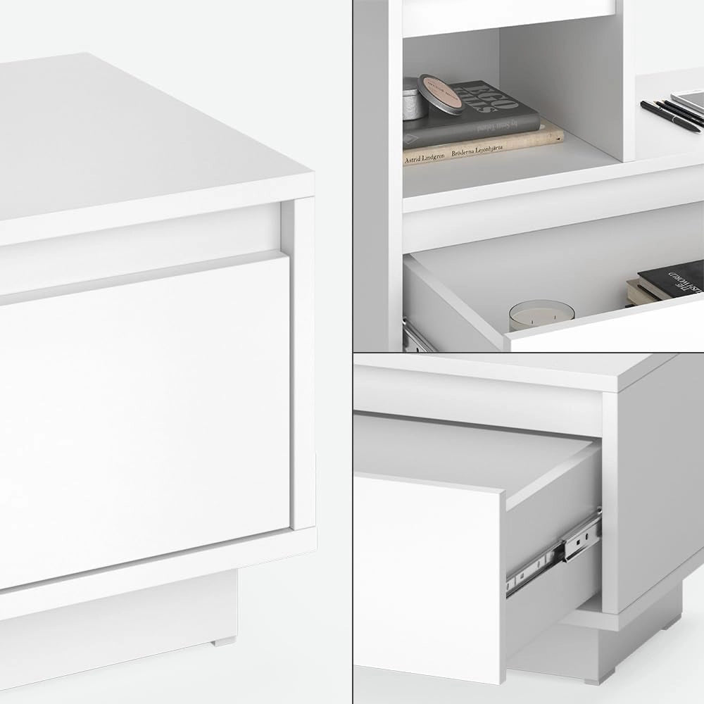 Comodino Tina, Bianco, 59.4 x 53.2 cm Set di 2
