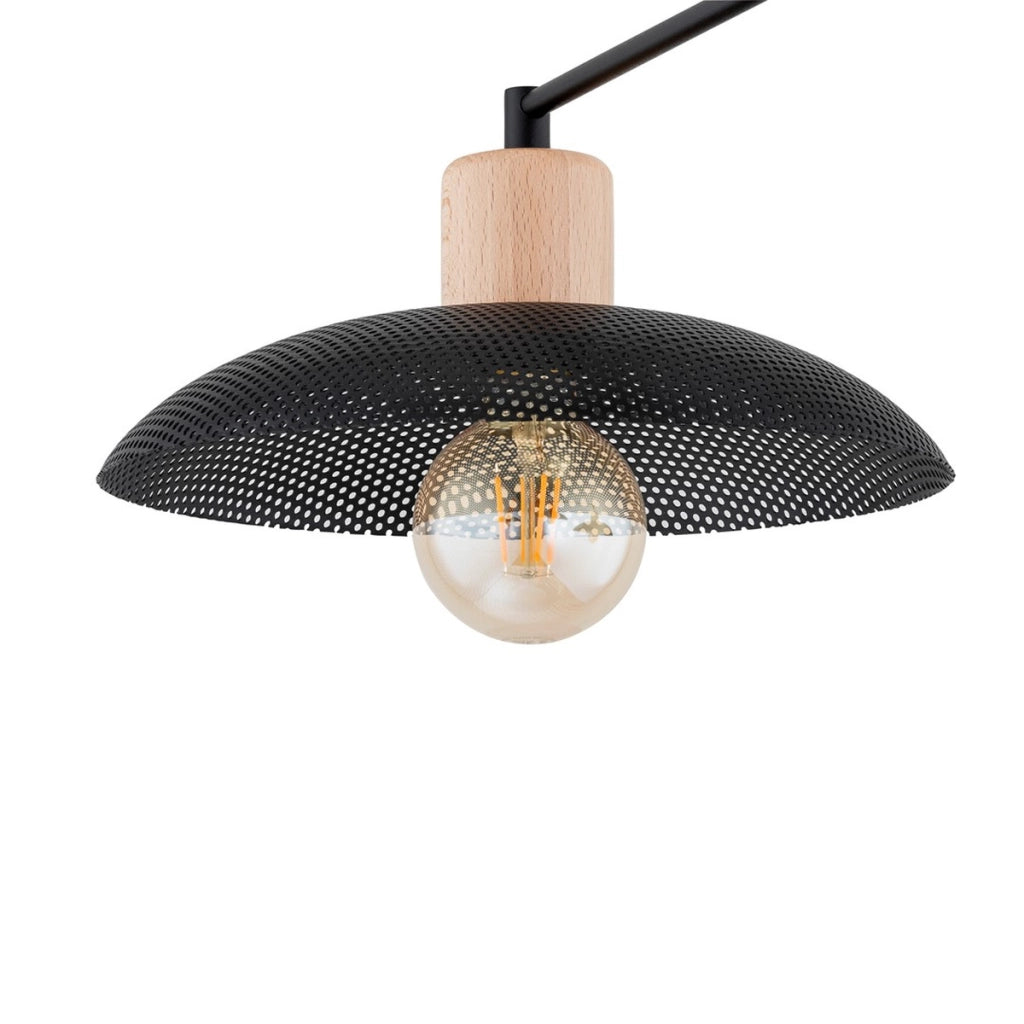Lampada a sospensione KOBE in acciaio nero e legno naturale