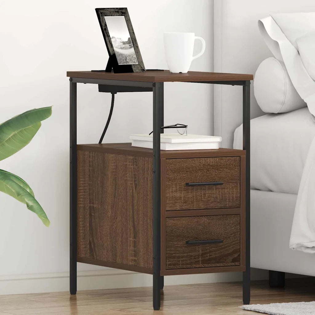Comodino | Armadio da Notte | Mobiletto da notte con cassetto Rovere Marrone 30 x 48 x 61 cm
