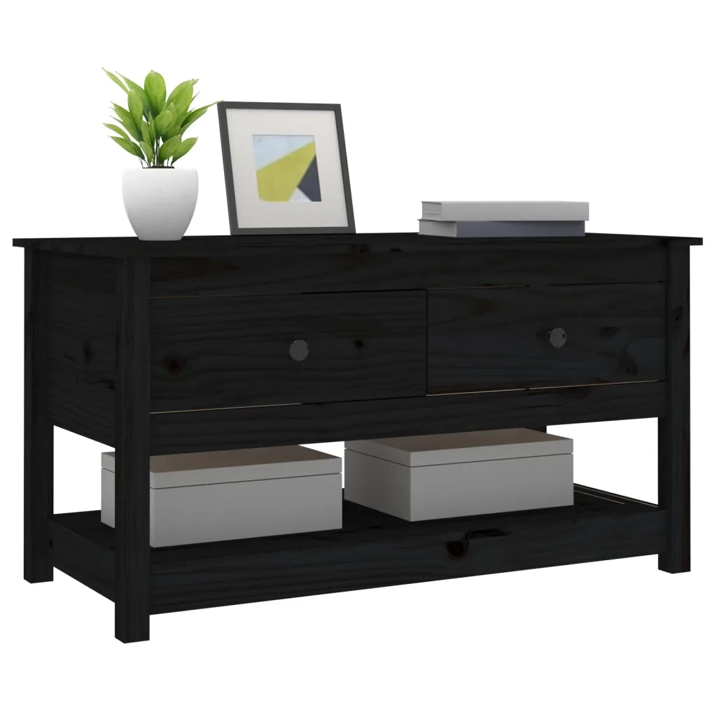 Tavolino da Salotto Nero 102x49x55 cm in Legno Massello di Pino cod mxl 27128