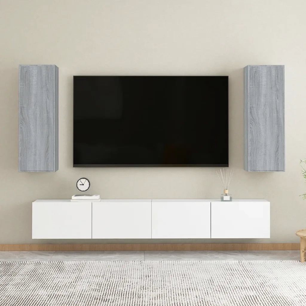 Mobili TV 2 pz Grigio Sonoma 30,5x30x90 cm in Legno Multistrato