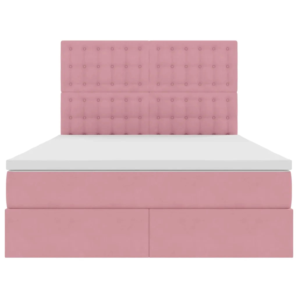 Letto con contenitore e LED con led Rosa 140 x 190 cm Velluto 3372788