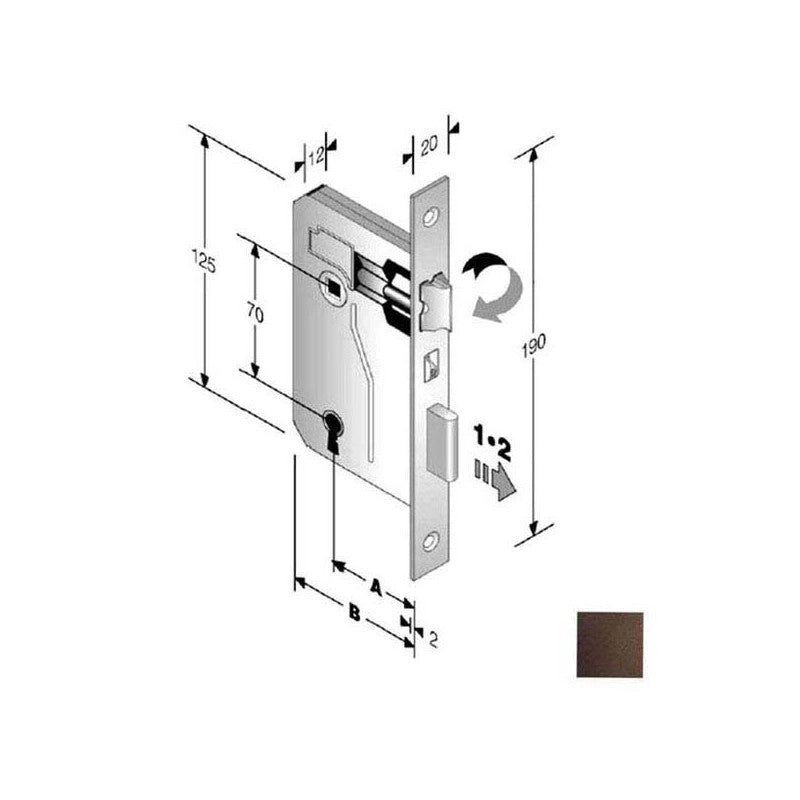 Serratura Patent Mm 8X70 E40 Bq Bronzata Gb