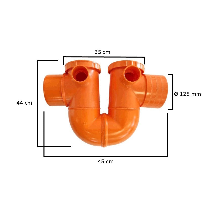 Sifone ad "U" con sfiato in pvc : Diametro - 125