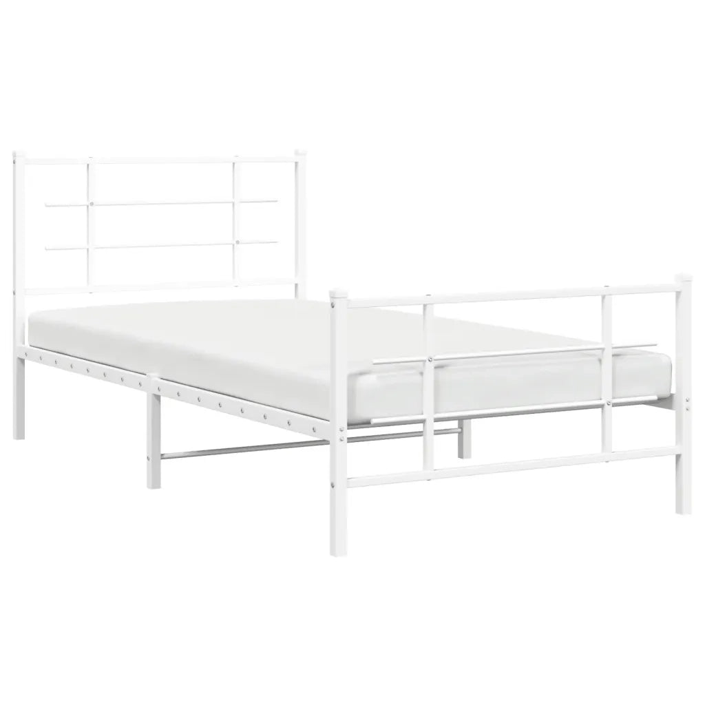 Giroletto con Testiera e Pediera Metallo Bianco 107x203 cm 355624