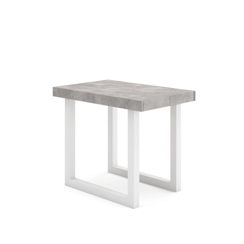 Consolle allungabile, 58 fino 140x90x73cm, Per 6 persone, Gambe in legno, grigio cemento RF2717