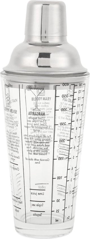 Mixatore a cocktail in vetro e acciaio inossidabile, 450 ml, senza spilli, regalo per bar e feste