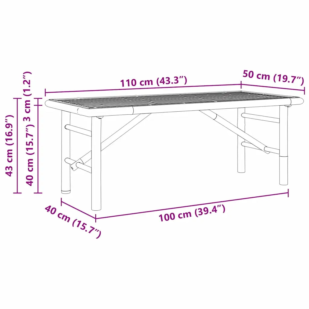 vidaXL Tavolino da salotto Marrone 110 x 50 x 43 cm Bambù