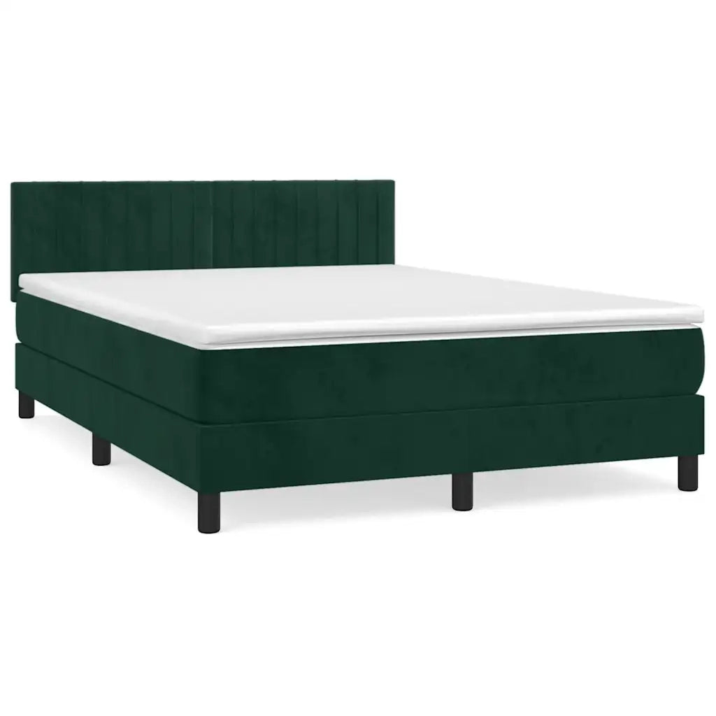 Giroletto a Molle con Materasso Verde Scuro 140x200 cm Velluto 3141428
