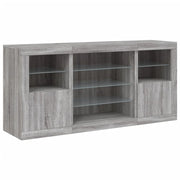 Buffet credenza cassettiera armadio mobile contenitore organizer per cucina soggiorno salotto con luci LED Sonoma 142,5 x 37 x 67 cm grigio 02_0030052