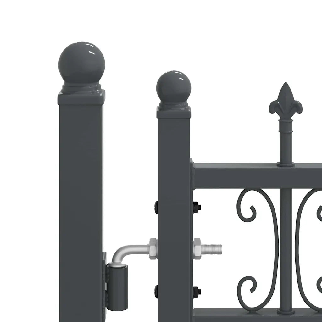 Cancello con Punta a Lancia KAMPEN 305 x 100 cm Acciaio Grigio 42009043