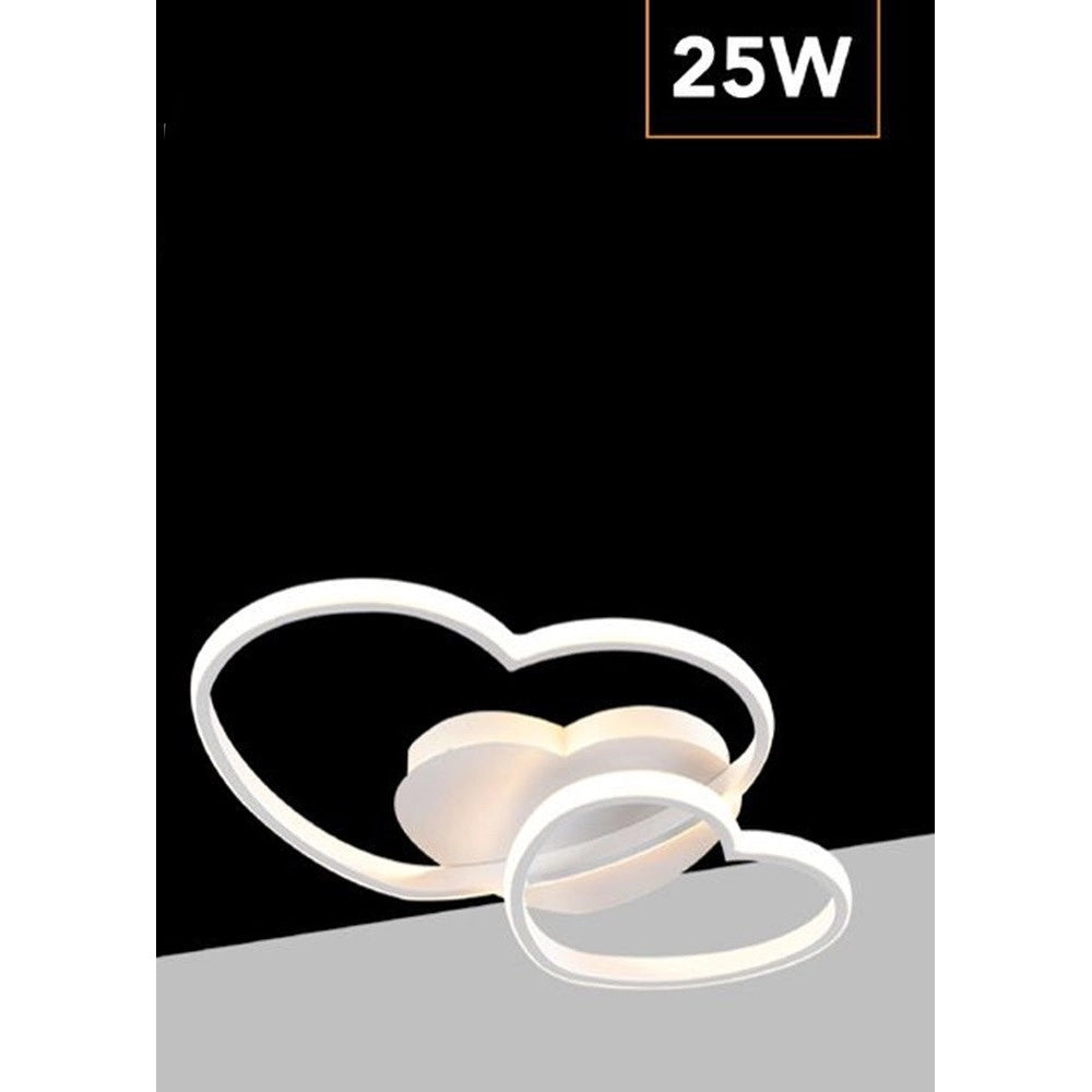 Trade Shop - Plafoniera Lampada Led Design Doppio Cuore Bianco 25w 3 Colori Di Luce Cct Pn-05b3c -