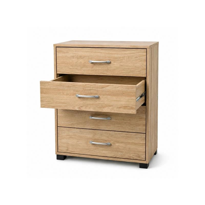 CASSETTIERA IN LEGNO CON QUATTRO CASSETTI COLORE ROVERE DIMENSIONI 68X40X82,5 CM