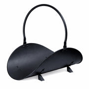 Portalegna da interno per camino 49 x 36 x H 43 cm – Nero con manico ad arco