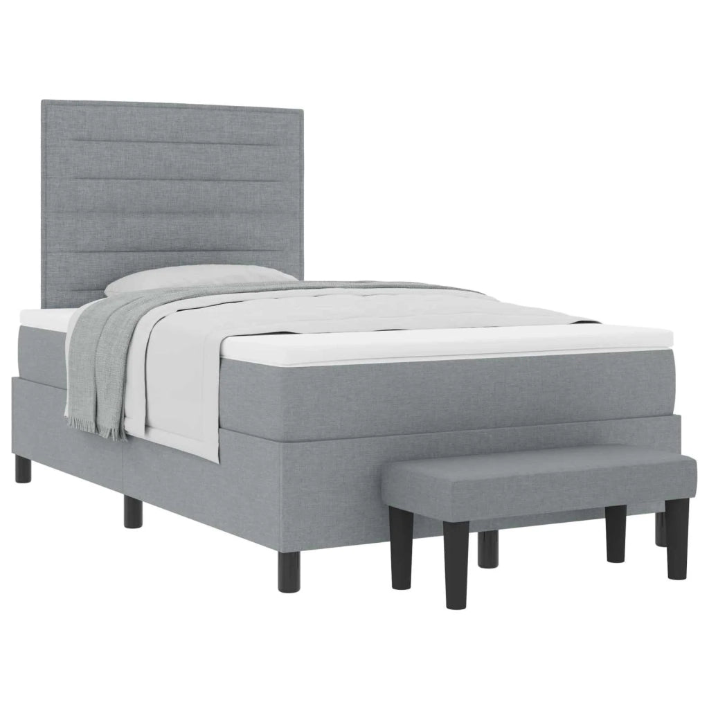 Letto a molle con materasso Grigio chiaro 120 x 190 cm Tessuto