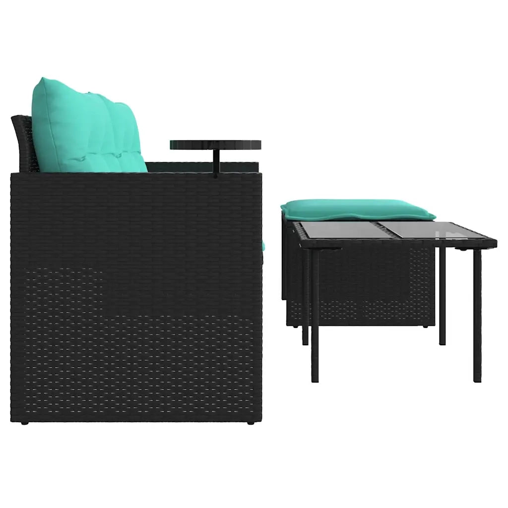 Set Divani da Giardino 3 pz con Cuscini Nero in Polyrattan 365466