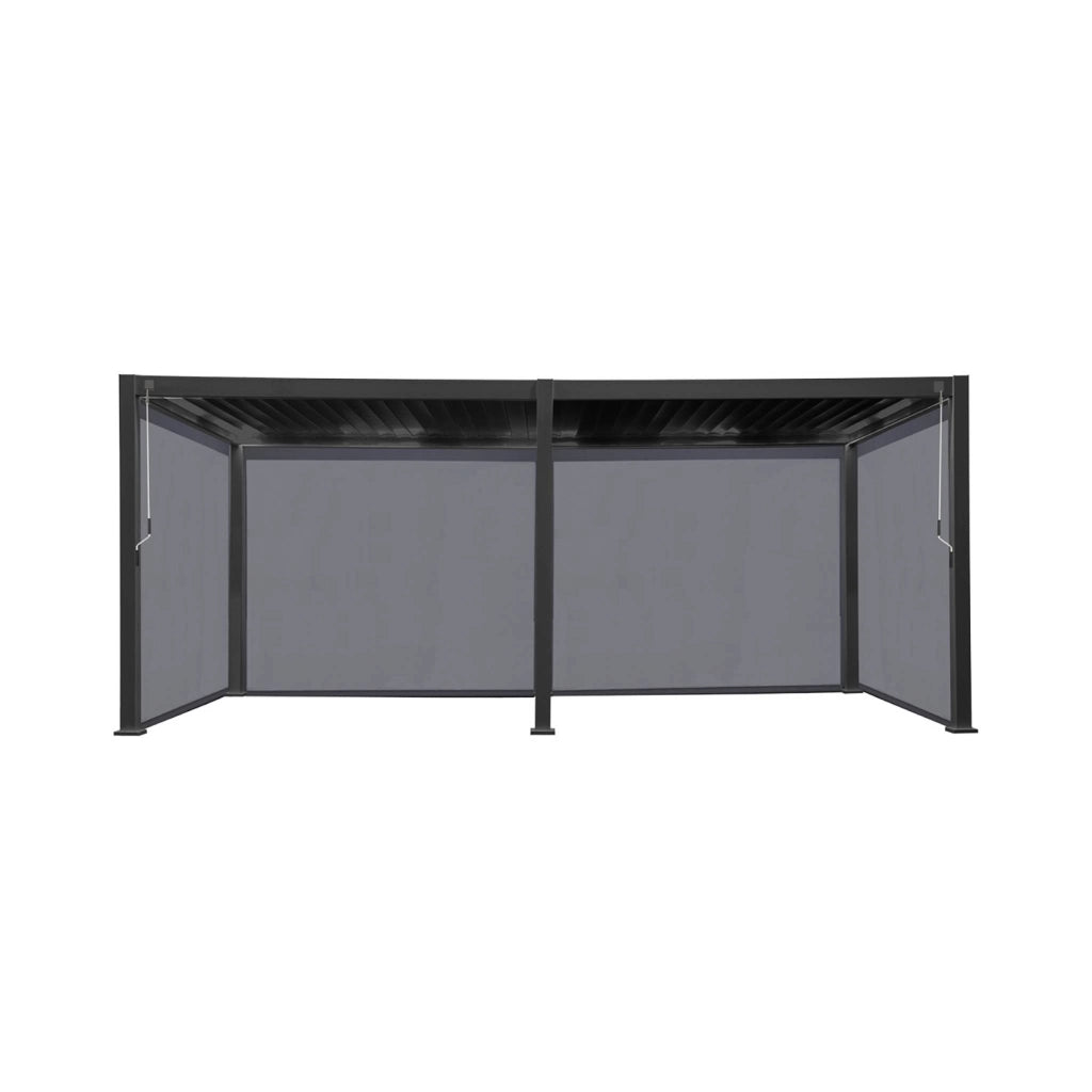 Pergola bioclimatica 3x6m in alluminio + 4 tende 3m, antracite