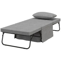 Pouf Letto Pieghevole Multiuso 4 in 1 con Schienale Reclinabile a 5 Livelli, Grigio