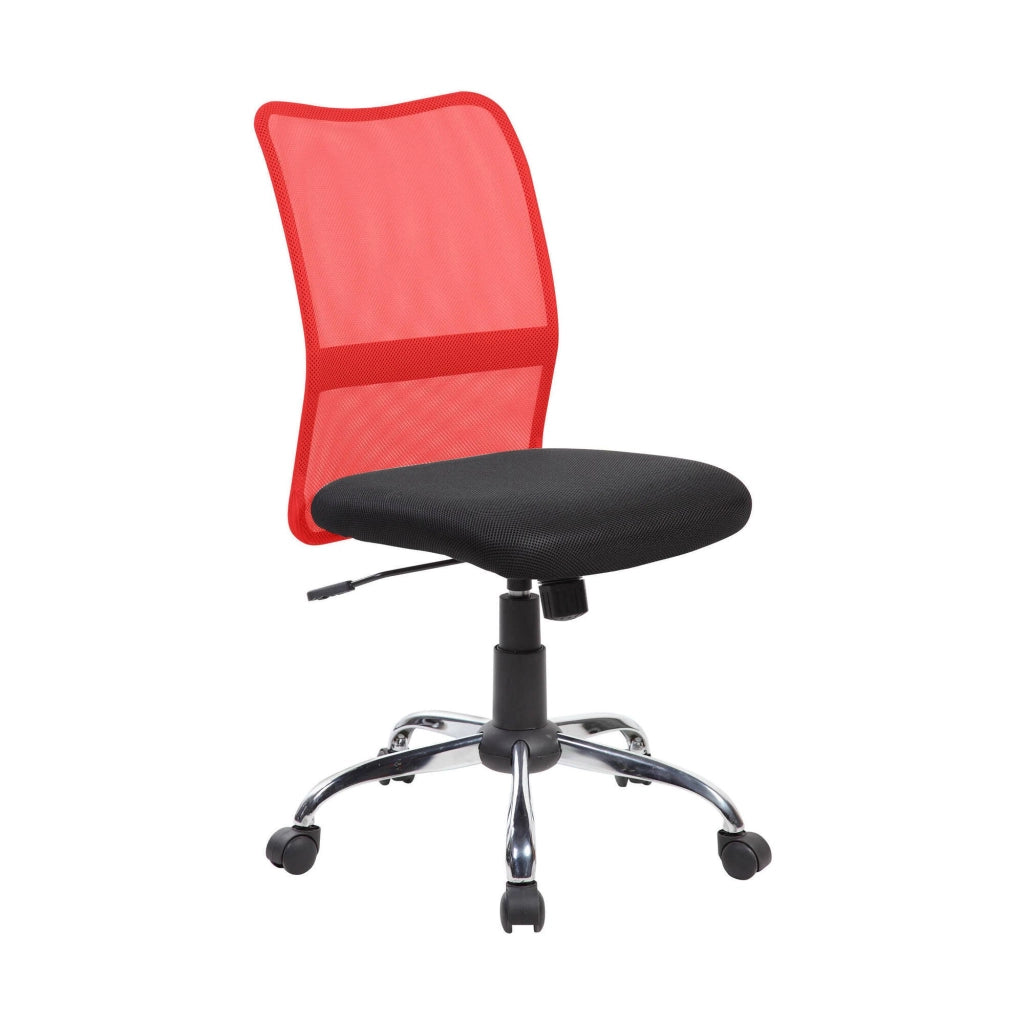 Sedia da ufficio Maysak, Sedia operativa a rete, Seduta ergonomica da ufficio, 57x46h90/100 cm, Nero e Rosso
