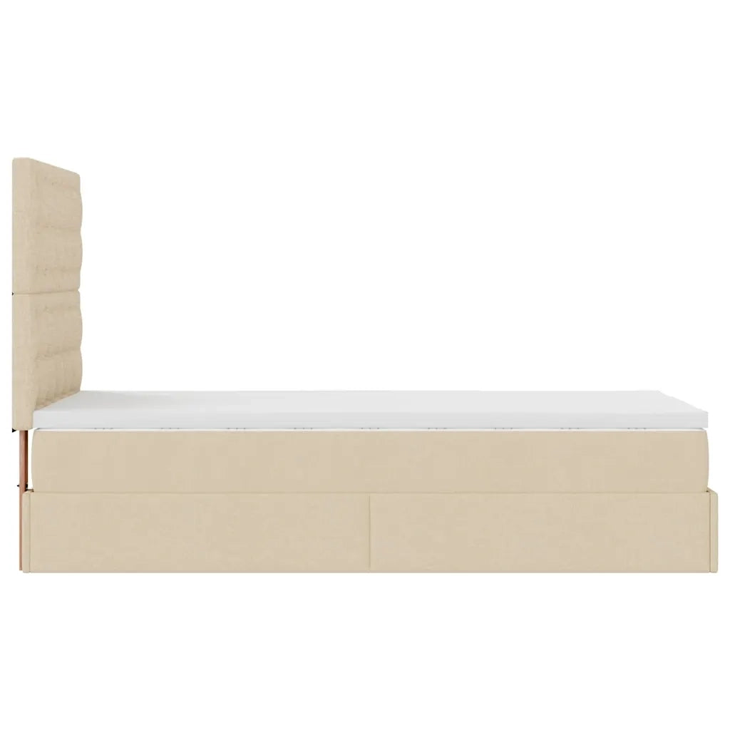 Struttura Letto Pouf con Materasso Crema 80x200 cm in Tessuto 3313283