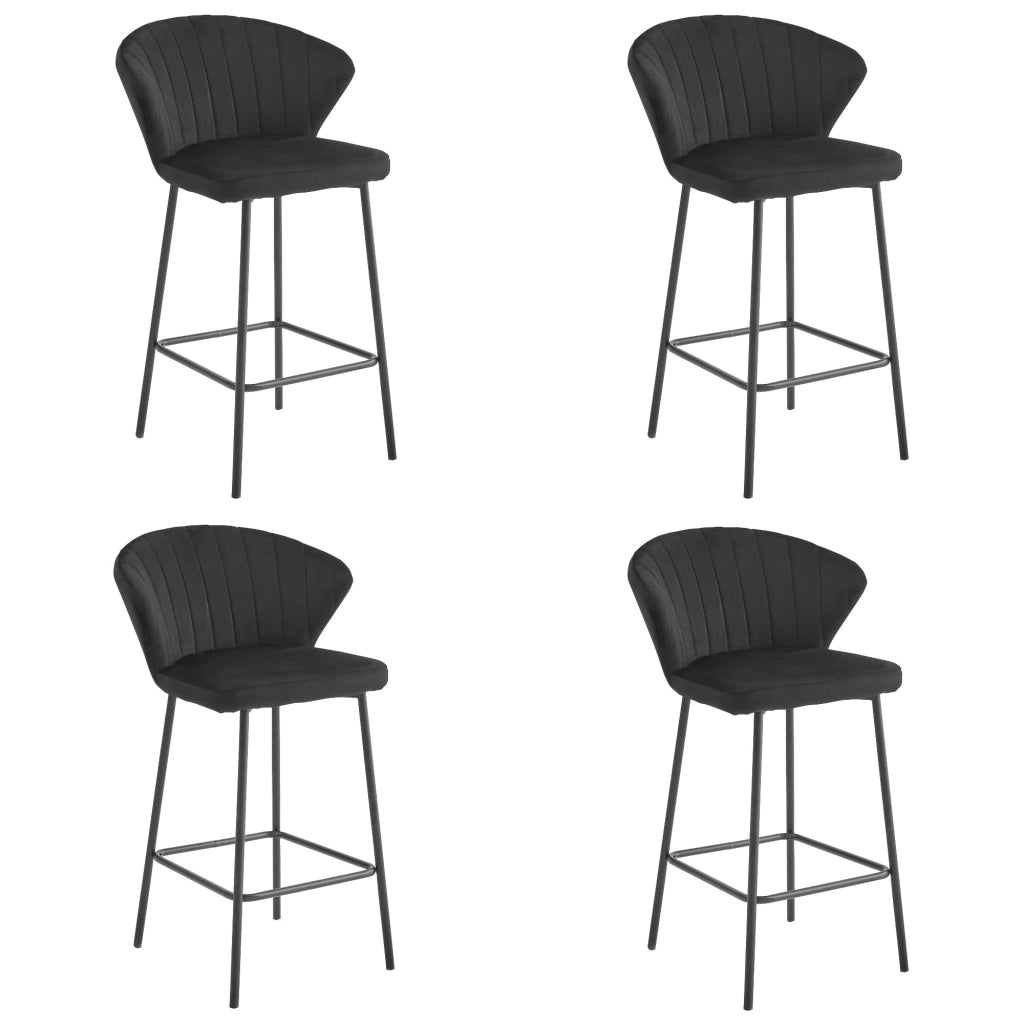 Sgabello da bar Valora GATTA in velluto nero con gambe nere x4