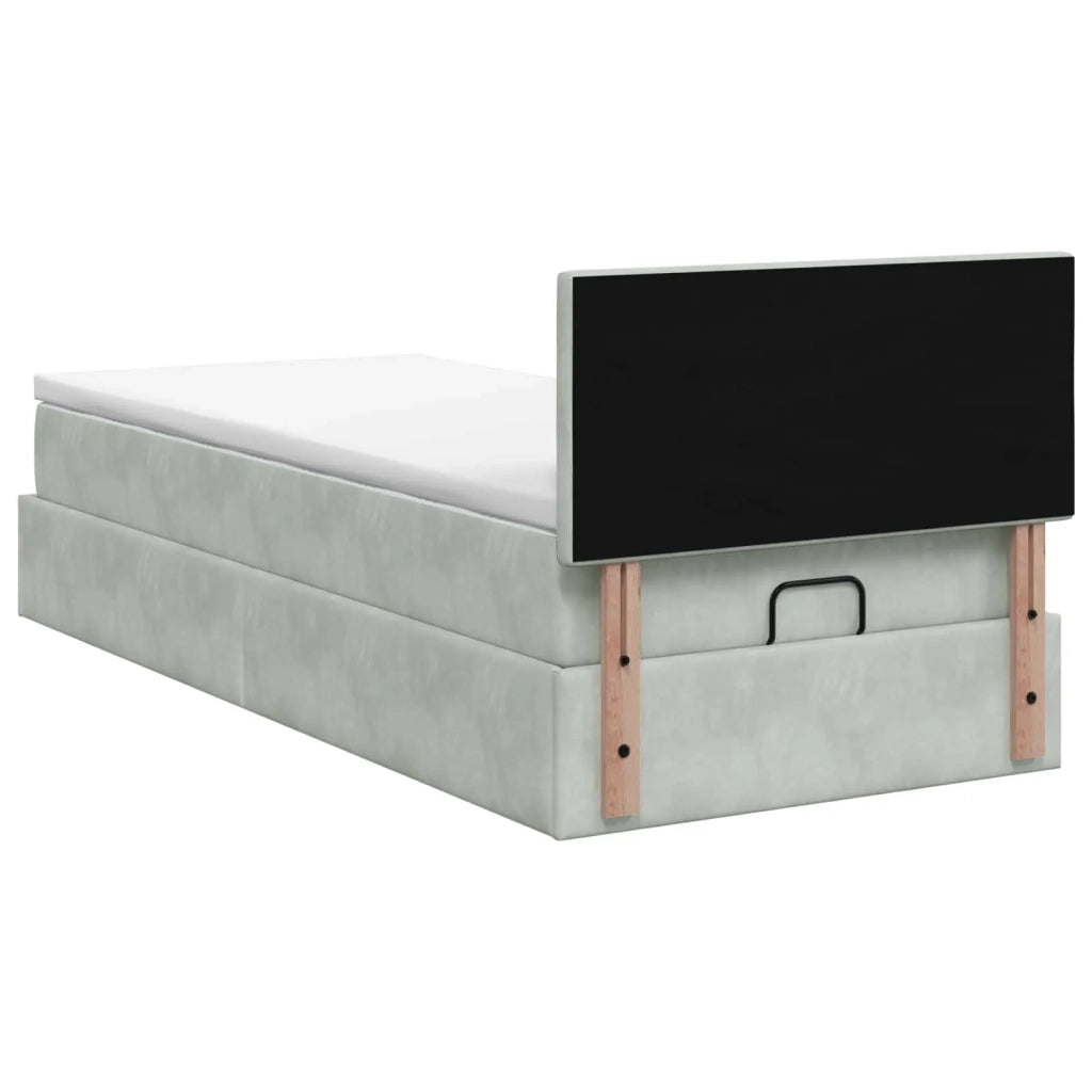 Letto Ottomano con Materasso e LED Grigio Chiaro 80 x 200 cm 3457101