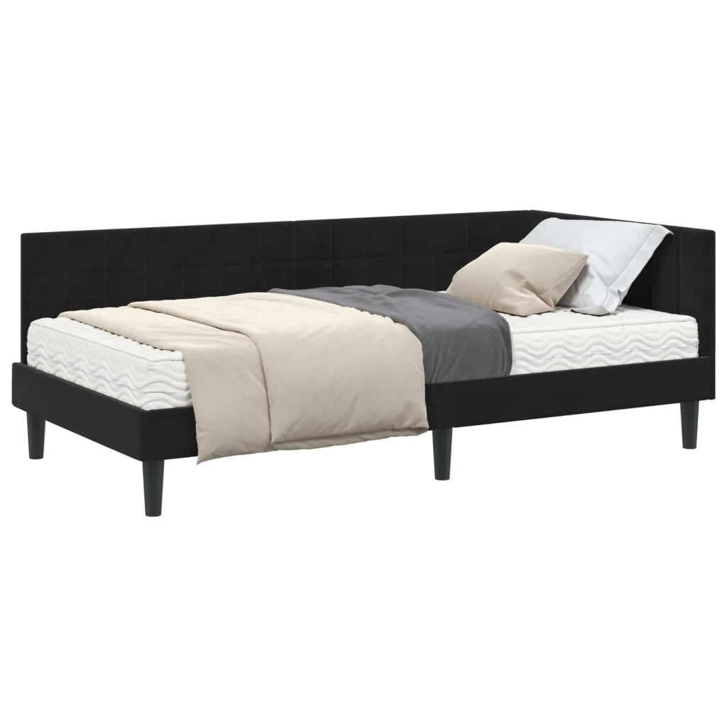 Struttura Letto Angolare con Materasso 2 pz-Giroletto con materasso Nero Velluto 151091