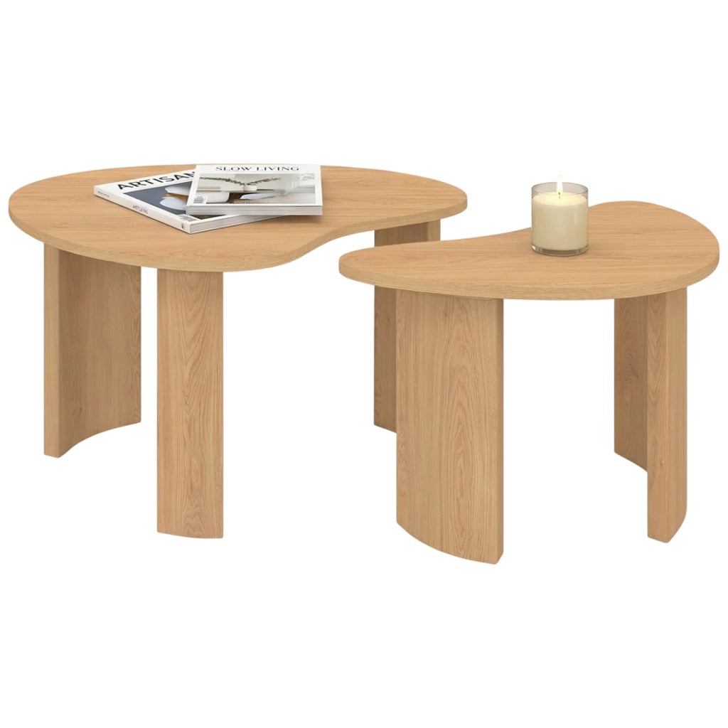IDMarket - Set di 2 tavolini nidificanti COLINE 70/50 in legno effetto faggio