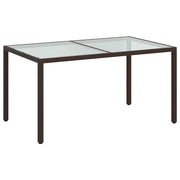 Tavolo Giardino | Tavolino da esterno 150x90x75cm Vetro Temperato Polyrattan Marrone