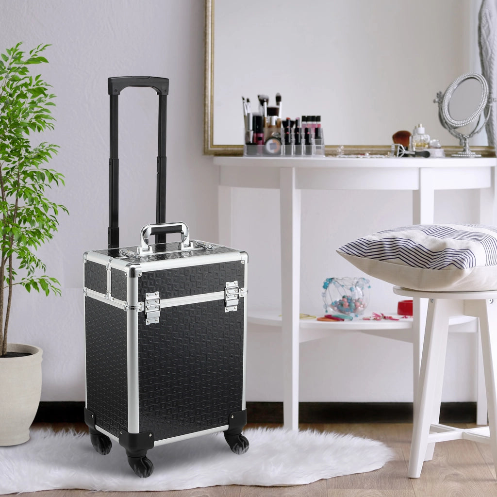 Valigia trucco con manico telescopico regolabile ¨C zephmum ¨C 34x24x52 cm, nero