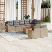 Set Divano da Giardino 9 pz con Cuscini Beige in Polyrattan 3224211