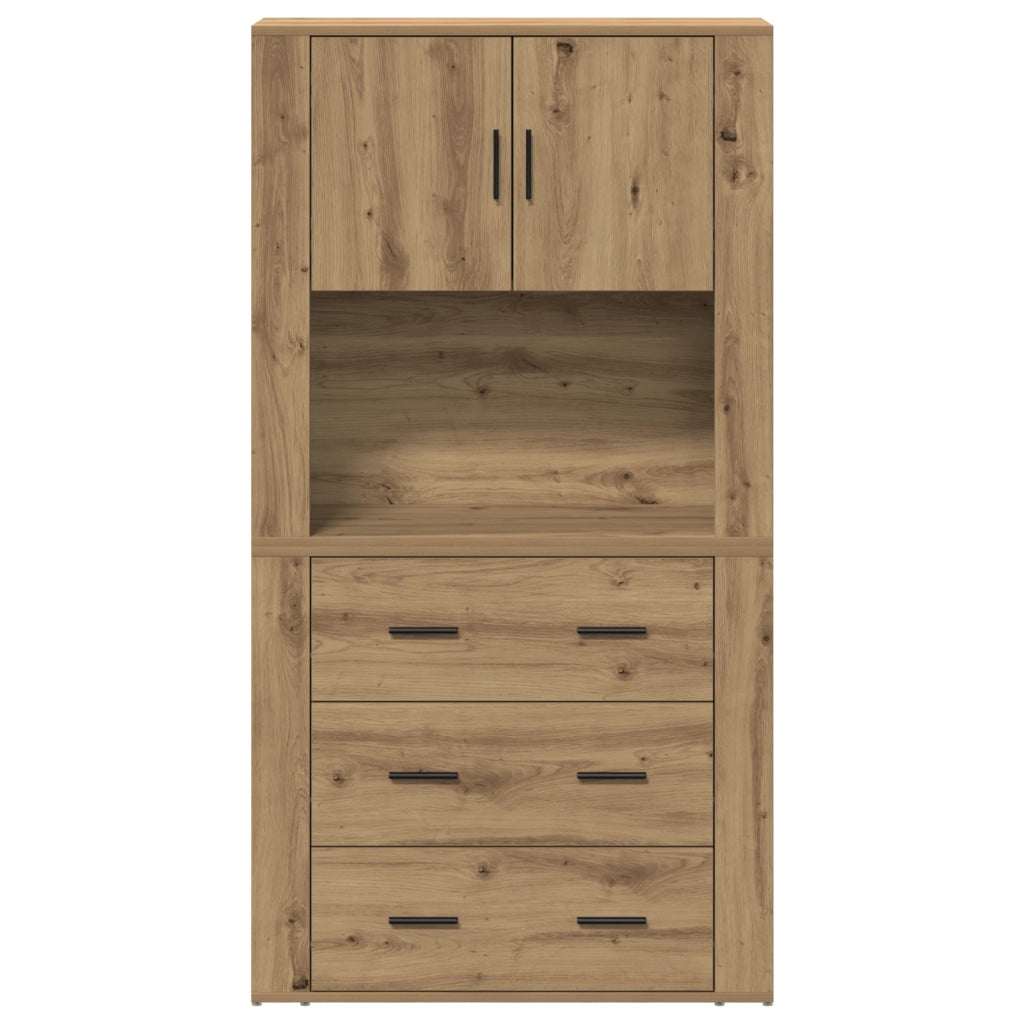 Mobile Alto in Rovere Artigianale 80x33x150 cm Legno Ingegnerizzato