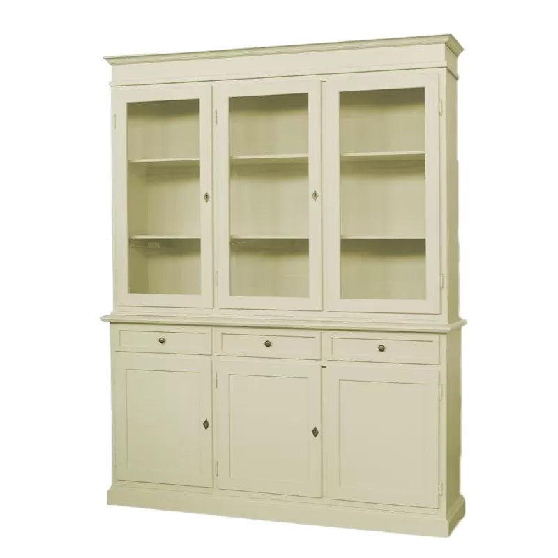 Cristalliera 3 porte legno shabby avorio 156x42x205 - Mobili 2G