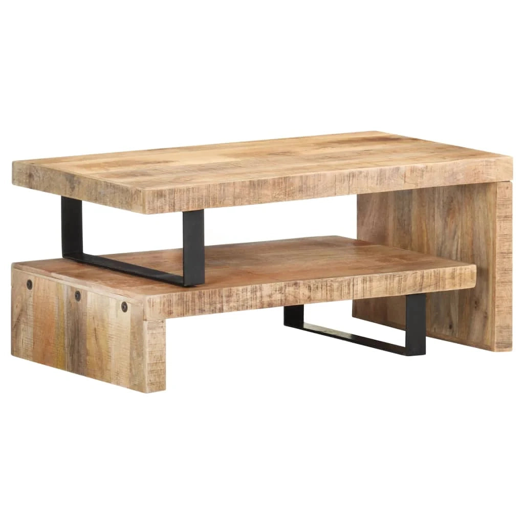 Set di 2 tavolini da caffè legno massello di mango marrone 02_0042118
