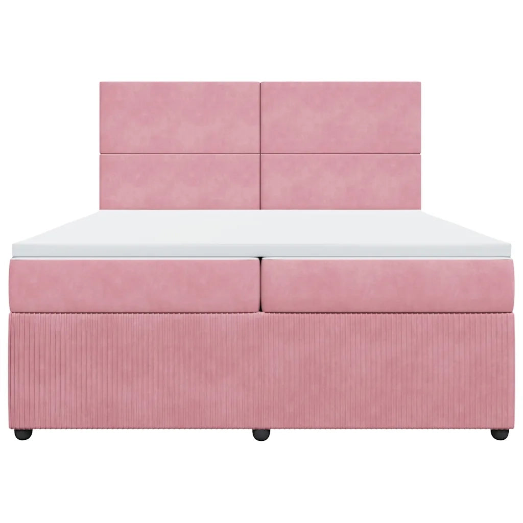 Giroletto a Molle con Materasso Rosa 200x200 cm in Velluto 3292429