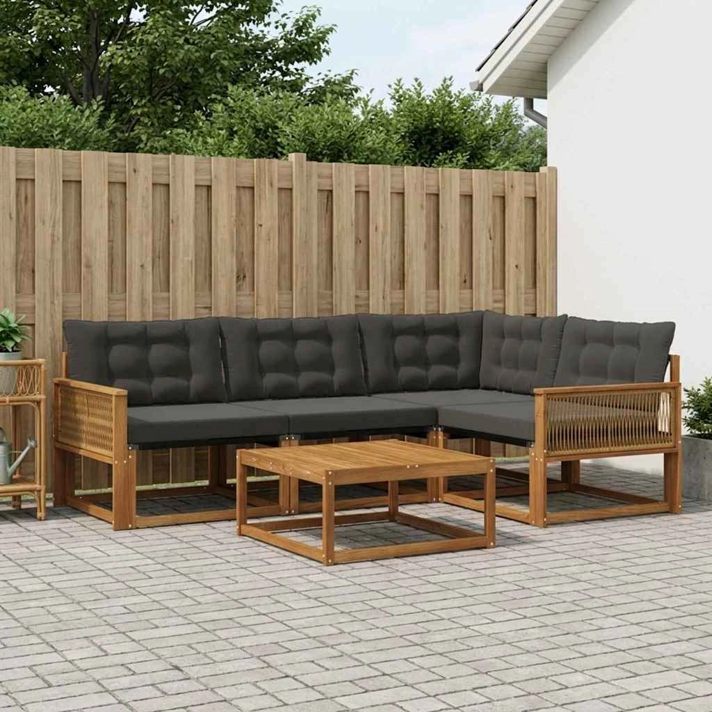 Set di divani da esterno 5 pz Naturale e Nero 3381412