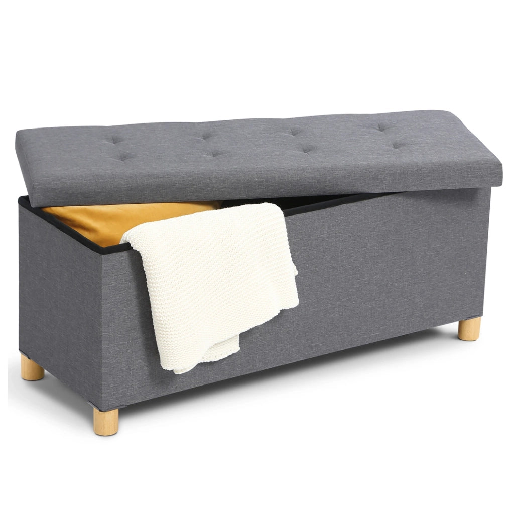 IDMarket - Panca contenitore in tessuto grigio antracite100 cm