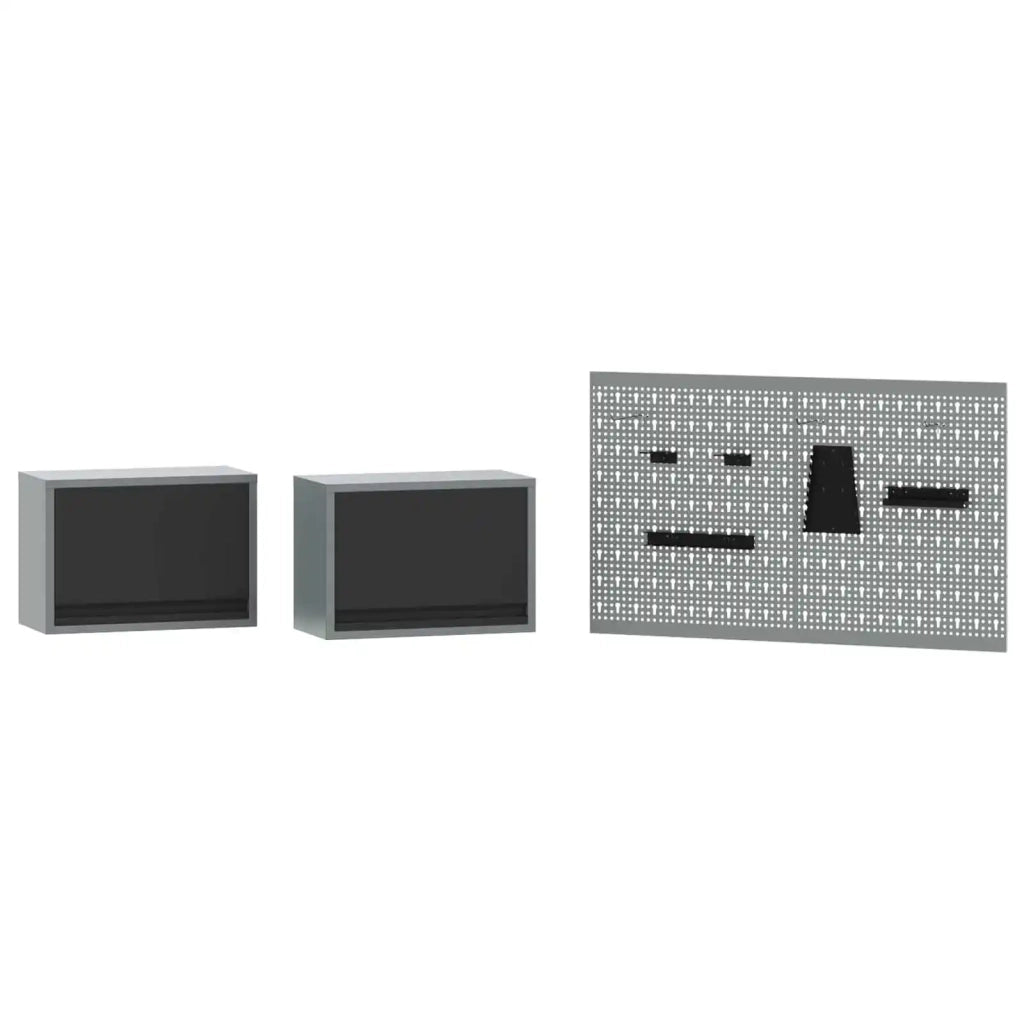 Set di mobili da lavoro con cassetto con blocco 8 pcs Grigio 3321418