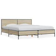 Letto matrimoniale | Letto per adulti | Giroletto Rovere Sonoma 200x200 cm Legno Multistrato e Metallo