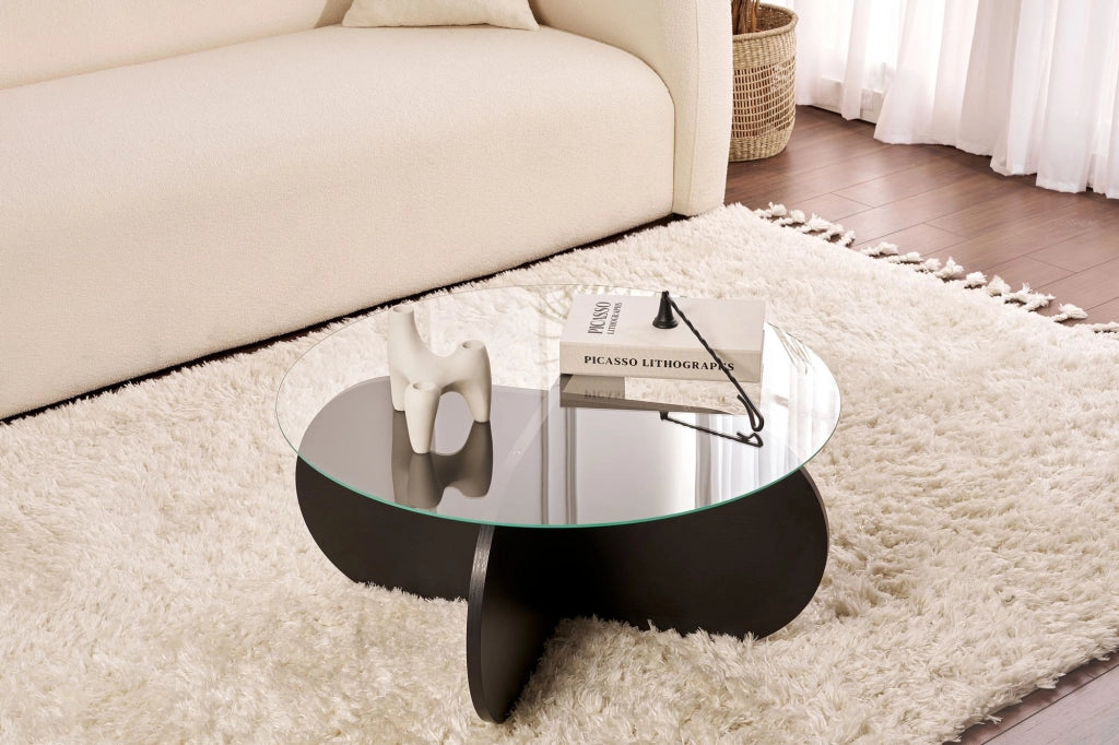 Tavolo basso in legno "Aeris" - 75 x 75 x 35 cm - Bois Noir Fumée