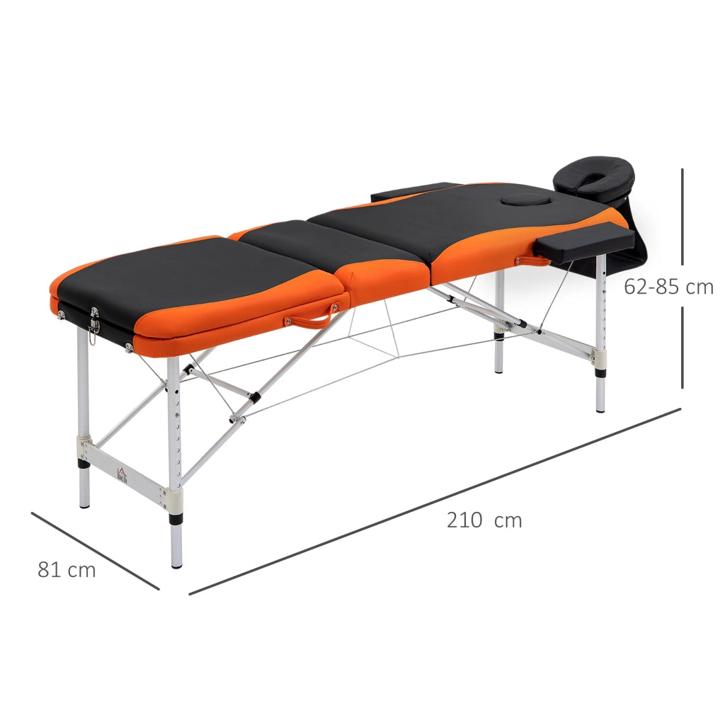 Tavolo da massaggio pieghevole ¨C zephmum ¨C nero e arancione 81x62-85x210 cm