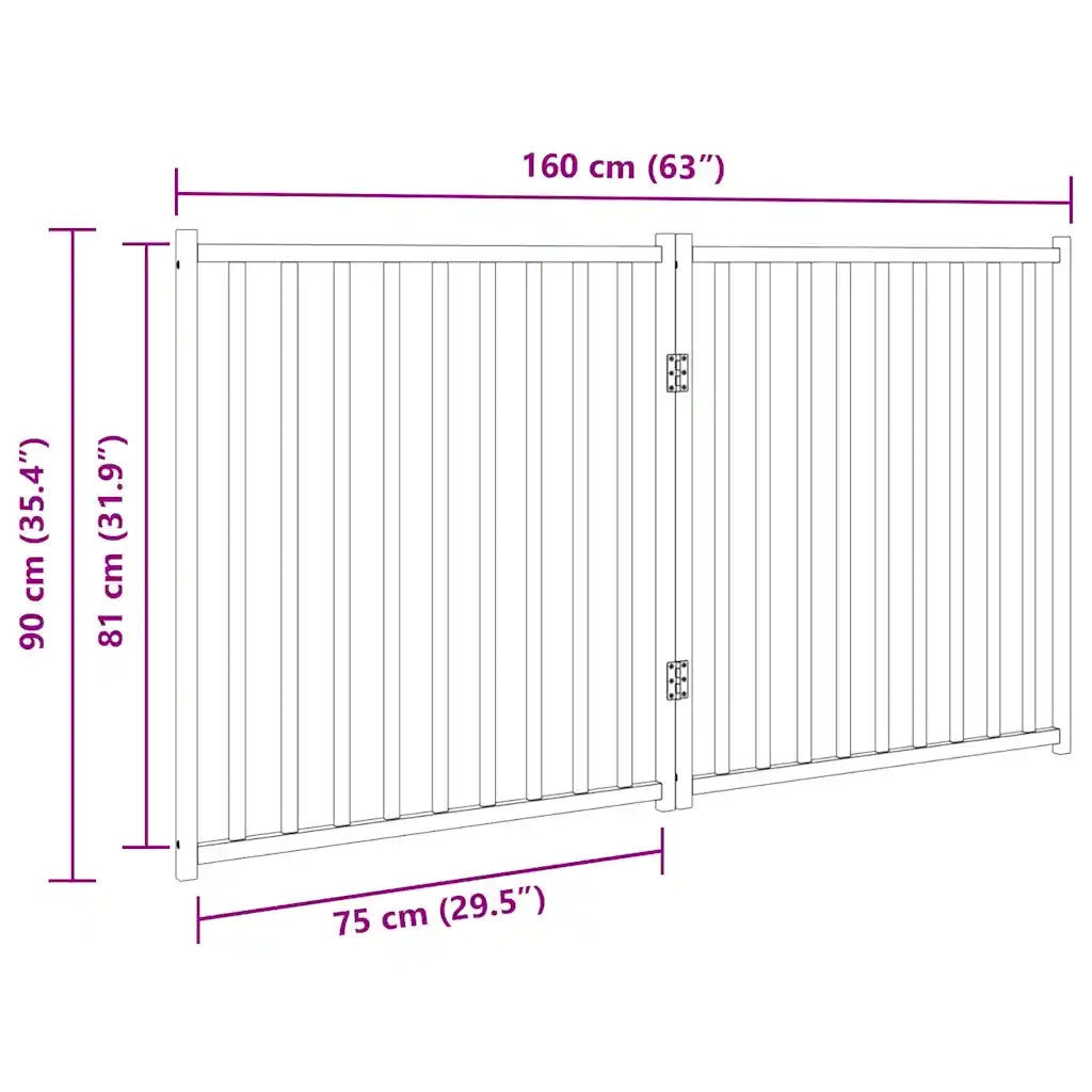 vidaXL Cancello Cani Pieghevole 2 Pannelli Bianco 160cm Massello Abete
