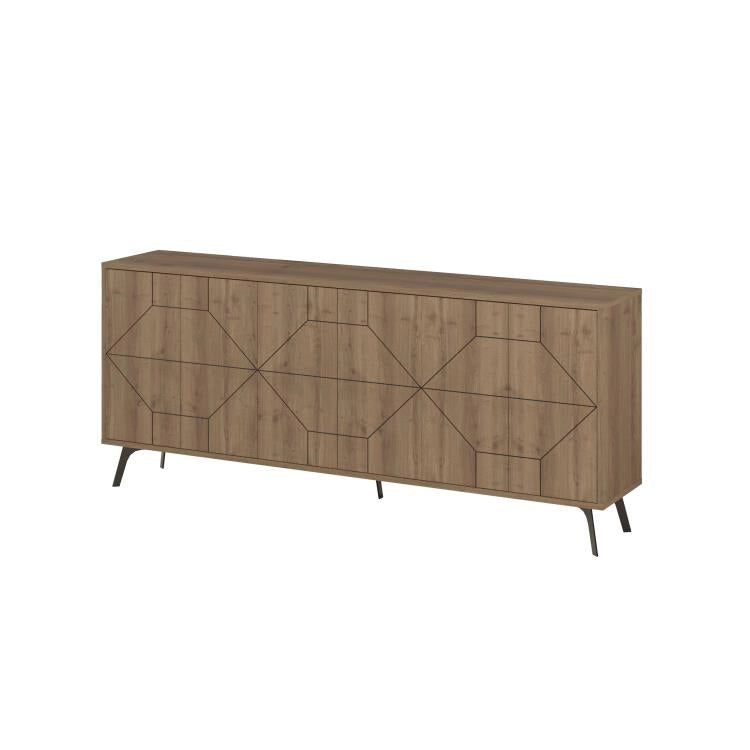 Madia con 6 Ante Credenza 184x35x77,4 cm Design Geometrico Moderno in Legno Rovere