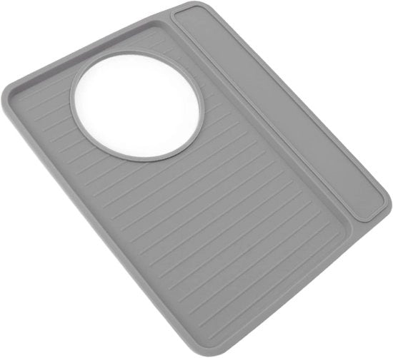 Mat di supporto antiscivolo per caffè - Mat di protezione antiscivolo - Lavorazione senza polvere - Gomma siliconica sicura per alimenti - 28x23.7cm - Grigio